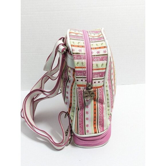 Caboodles Mini Backpack Pink Striped Tote Makeup Organizer Toiletry Mirror Zip - Picture 3 of 7